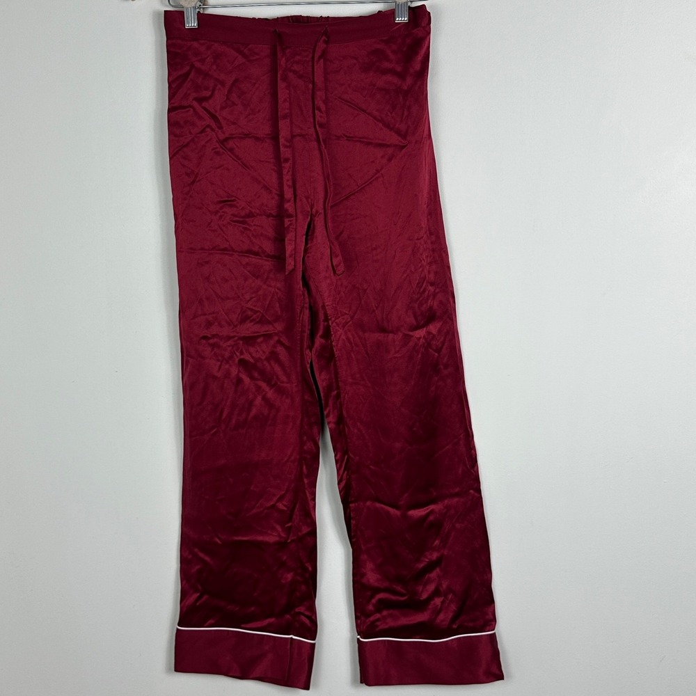 LilySilk 100%‎ Silk Mulberry Pure Womens Wide Leg Pants Burgundy Womens Small S